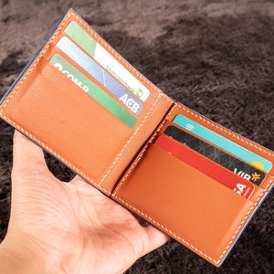 Personalized Blue Navy Alligator wallet Genuine Leather Bifold Wallet Front Pocket Wallet Mens leather wallet image 8