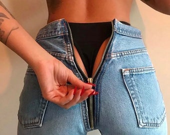 Back Zipper Jeans - Etsy UK