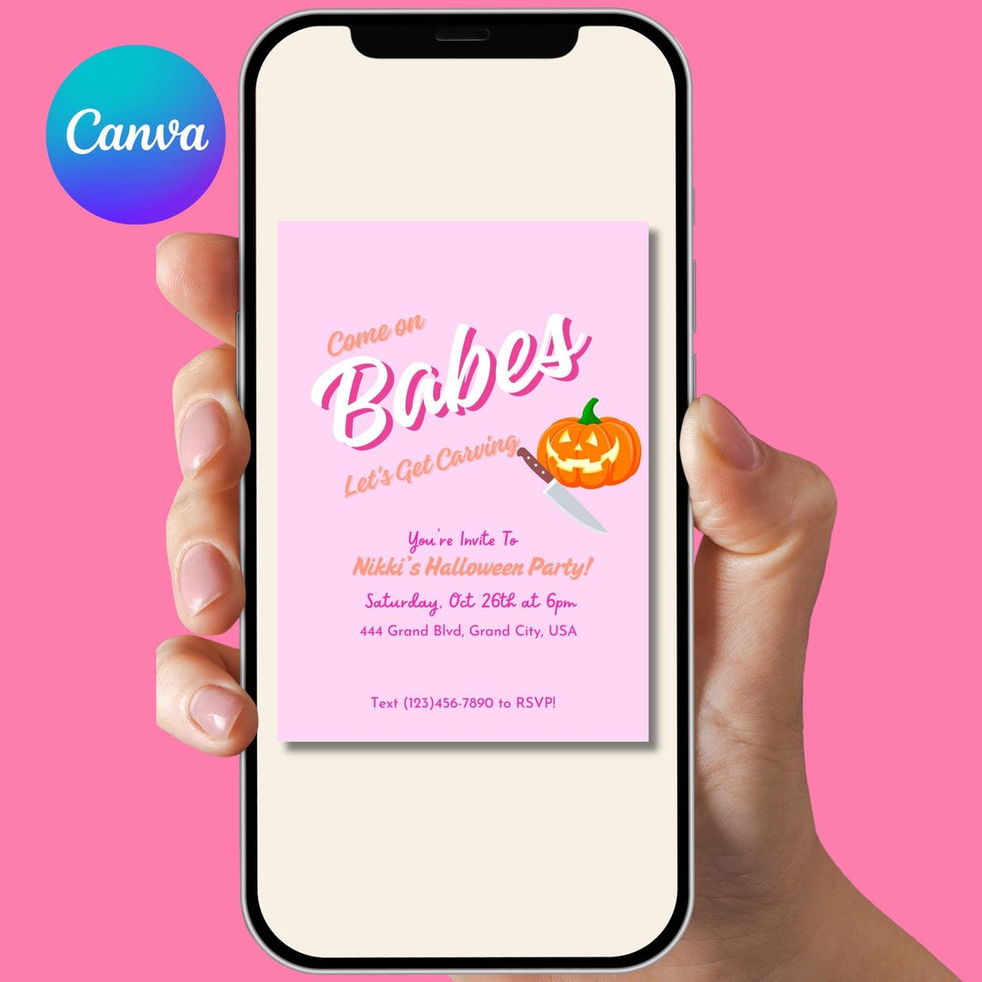Pink Halloween Invitation, Editable Pink Invitation, Pink Halloween ...
