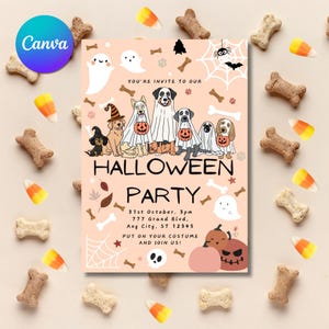 Halloween Dog Invitation Editable, Puppy Party Invitation, Printable Dog Pawty Invitation, Halloween Party Invite, Puppy Pawty, Customizable