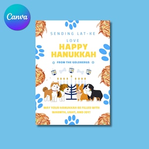 Cartes de Hanoucca drôles de chien de Latke - cartes de Hanoucca amour de Latke pour les amoureux des chiens, carte de Hanoucca heureux, carte imprimable de Pawty de chien, carte modifiable