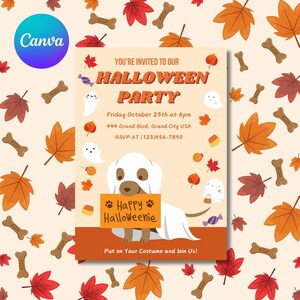 Halloween Dog Invitation Editable, Puppy Party Invitation, Printable Dog Pawty Invitation, Halloween Party Invite, Puppy Pawty, Customizable