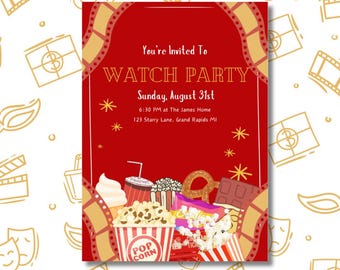 Watch Party Invite • Instant Download • Movie Night • TV Show Night ...