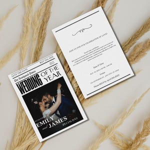 Wedding Newspaper Template With Photo, Canva Wedding Newspaper Template, Wedding Newspaper, Newspaper, Save the Date, Template Newspaper