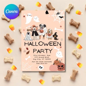Halloween Dog Invitation Editable, Puppy Party Invitation, Printable Dog Pawty Invitation, Halloween Party Invite, Puppy Pawty, Customizable