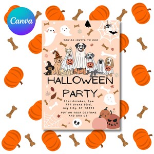 Halloween Dog Invitation Editable, Puppy Party Invitation, Printable Dog Pawty Invitation, Halloween Party Invite, Puppy Pawty, Customizable