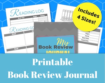 Printable Book Review Journal | US Letter, A4, A5, and A6 Printable Journal for Book Lovers
