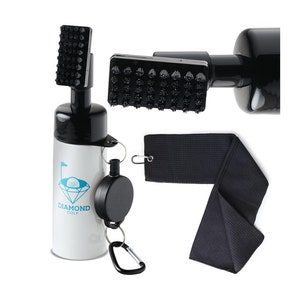Golf Club Cleaner Brush with Water Spray and Towel Set, Ideal Gift for Golfers, Diamond Golf Club Groove Cleaner Brush