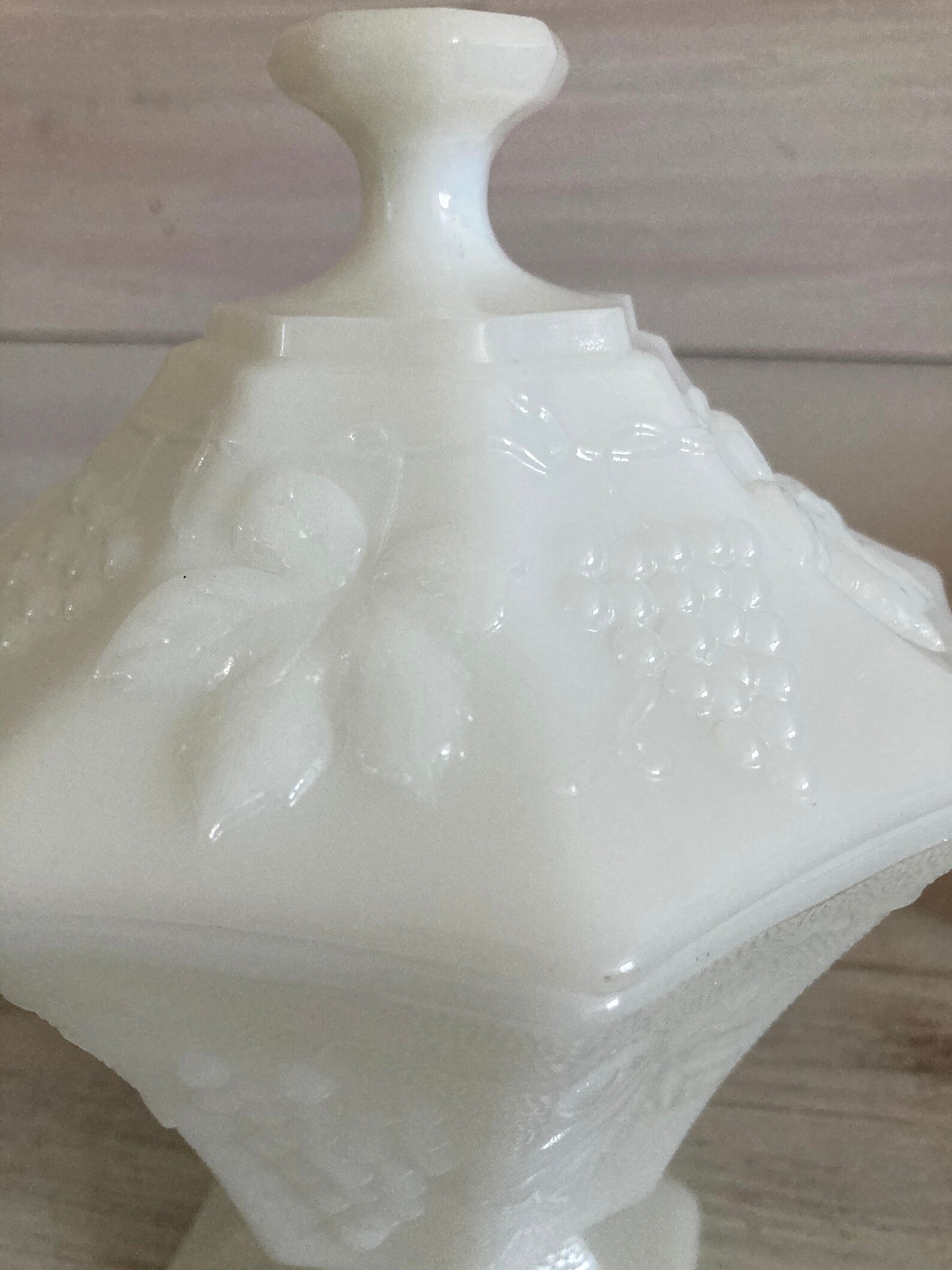 Milk Glass Covered Candy Dish with Harvest Grape Design Etsy