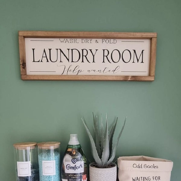 Laundry Sign, Utility Room Sign, Laundry Room Decor Framed Wooden Sign Home Wall Decor Farmhouse Rustic Gift Present/Farmhouse sign UK