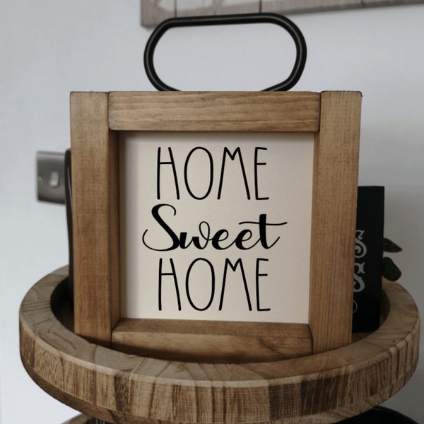 Home Sweet Home Mini 15cm square Sign, Kitchen Sign, Rustic, Farmhouse, Handmade Wood Signs. Tiered tray decor