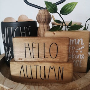 Hello Autumn, Autumn/Halloween Tiered Tray Decor/ Seasonal Wooden Mini Farmhouse Signs
