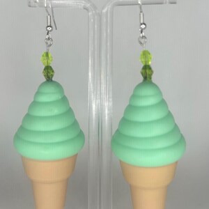 Cute Funny Large Ice Cream Cone Earrings | Blue Pink Purple Green Yellow