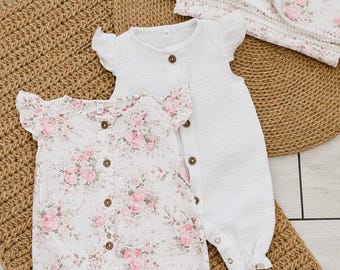 Romperjurk pasgeborene, 2 body's, omkeerbare mousseline deken, Coming Home-kleding