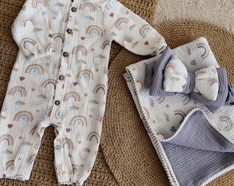 Newborn Baby Boy Coming Home Outfit Set Romper Blanket Bow Boy Hospital Take Home Outfit Baby Boy Gift Set Newborn Boy Outfit