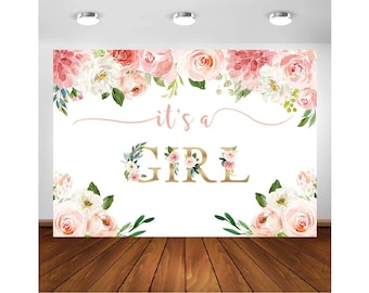 GoEoo 5x5ft Pink Baby Shower Background Girl Shoes Little Princess Gender Reveal Backdrop for Decor Expected Mother Party Decorations Video Drapes Photo Booth Props