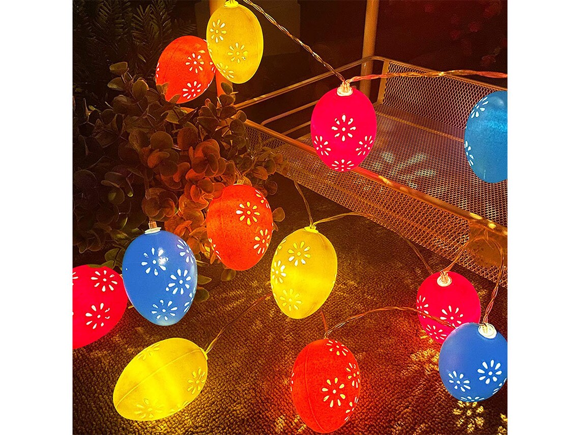 10 Ft 20 Led Easter String Lights Decorations Colorful Hollow Etsy