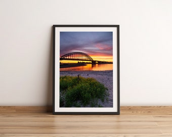 Nijmegen Poster, Bridge Print, Fine Art Print, Giclee Print, Natuurfotografie, Architectuur Shot, Dutch Wall Art, ClickitArt