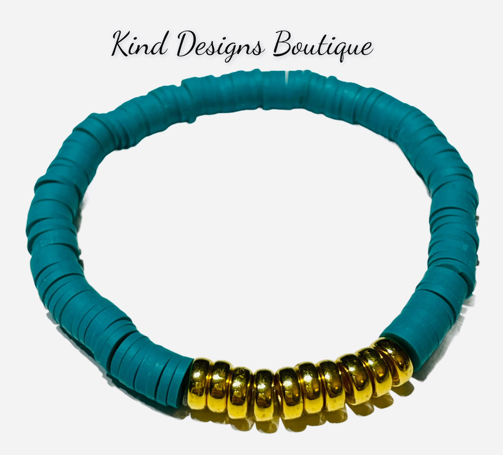 Heishi Bracelet // Polymer Clay Disc Bracelet // Stacked Gold Etsy