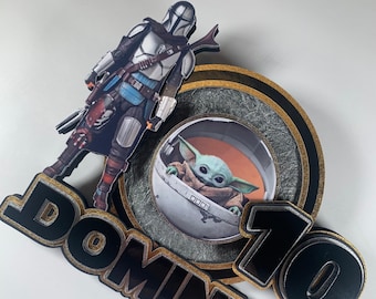 Mandalorian cake topper, Mandalorian party decorations, Mandalorian birthday, Mandalorian party