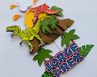 Personalized Dinosaur Cake Topper: T-Rex Party Decor