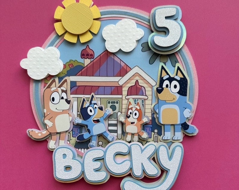 Bluey Cake Topper bluey Party Decorations bluey Birthday Party bluey Personalized Cake Topper