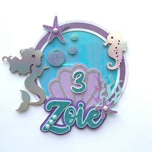 Mermaid cake topper, Mermaid party decorations,  Under the sea party decorations, Under the sea cake topper, Mermaid themed party
