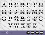 Simple Split Bold Serif Alphabet Monogram Svg - Split Letter Monogram - Name Initial Monogram Svg - Cut File For Cricut - Instant Download