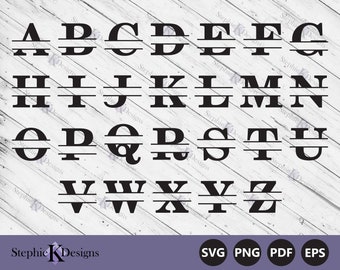 Simple Split Bold Serif Alphabet Monogram Svg - Split Letter Monogram - Nombre Initial Monogram Svg - Cut File For Cricut - Descarga instantánea