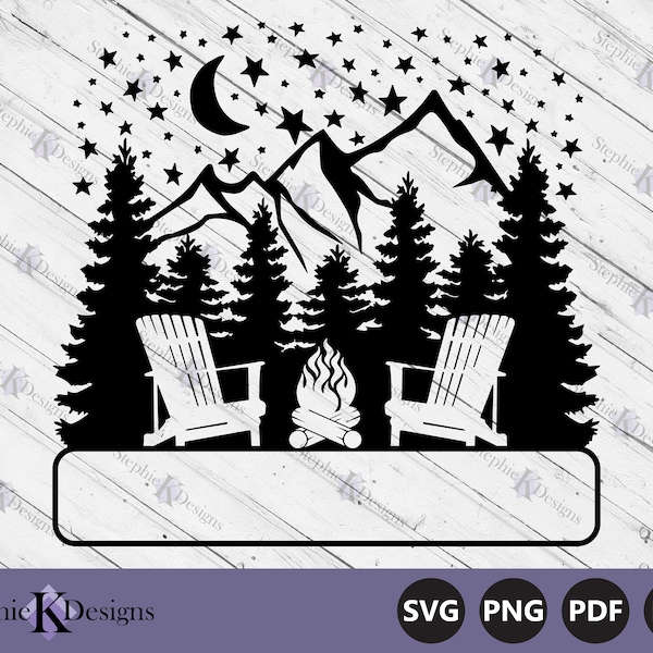 Adirondack Chairs Around The Fire Sign Svg - Camping Bucket Svg - Cabin Sign Svg - Welcome Sign Svg - Cut File For Cricut - Instant Download