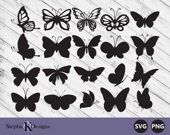 Butterfly Silhouette Bundle - Simple Butterfly Cut Files - Butterfly Svg - Butterfly Designs - Butterfly Clipart - Instant Download