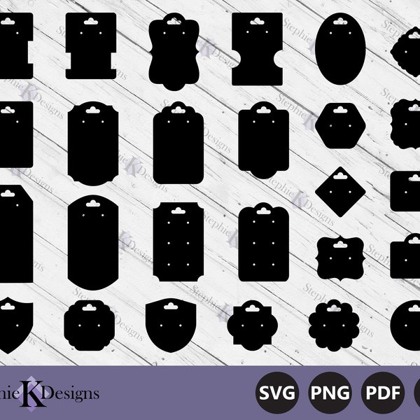 Earring Holder Templates - Earring Display Card Svg - Blank Earring Holder Svg - Earring Tag Svg - Cut File For Cricut - Instant Download