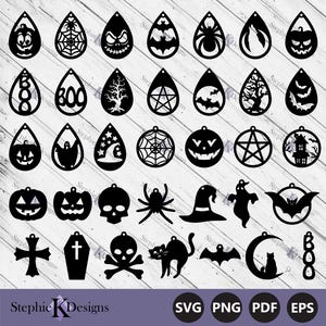 Halloween Earring Templates Svg - Faux Leather Earrings Svg - Halloween Jewelry Svg - Cut File For Cricut - Instant Download