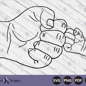 Hand Drawn Father And Baby Fist Bump Svg - New Dad Svg - Fist Bump Clipart - Father's Day Svg - Daddy And Me Svg - Descarga instantánea