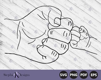 Hand Drawn Father And Baby Fist Bump Svg - New Dad Svg - Fist Bump Clipart - Father's Day Svg - Daddy And Me Svg - Instant Download