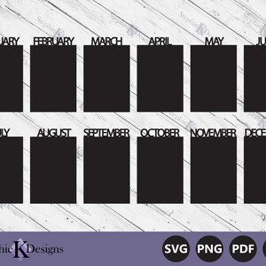 Januari tot december Photo Banner Svg - 12 maanden Photo Display - Verjaardag Banner - Jaarlijkse Banner - Baby Milestone Svg - Instant download