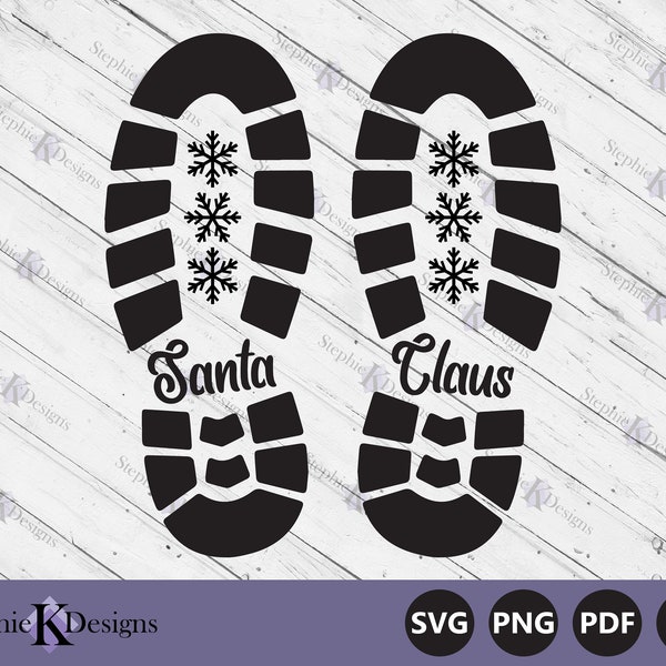 Santa Claus Footprint Stencil Svg - Santa Shoe Print - Boot Stencil Svg - Santa Evidence - Christmas Svg - Cut File - Instant Download