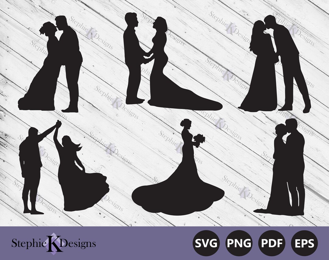 Bride and Groom Silhouettes Svg - Wedding Svg Cut File - Couple ...