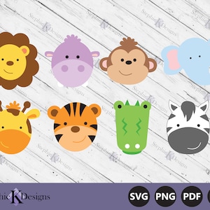Baby Jungle Animal Svg - Clipart Jungle Animal - Zwierzęta Safari - Pliki do cięcia warstwowego - Wydrukowalna sztuka Jungle Animal - Natychmiastowe pobieranie