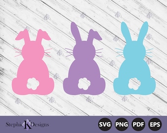 Easter Bunnies Svg - Bunny Silhouette Svg - Easter Bunny Svg for Cricut, Rabbit Cut Files - Easter Bunny Clipart - Instant Download