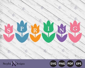 Spring Tulips Svg - Spring Flowers Svg - Spring Clipart - Spring Decor - Easter Svg - Spring Greetings - Instant Download