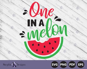 One In A Melon Svg - Summer Svg - Watermelon Svg - Baby One Year Shirt - Baby 1st Birthday Svg - Kids Summer Shirt Svg - Instant Download