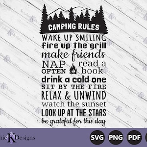 Camping Rules Svg - Camp Trailer Rules Svg - Camper Sign Svg - Camping Poster - Printable Art - Cut File For Cricut - Instant Download
