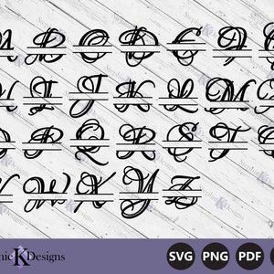 Split Monogram Alphabet Svg - Split Name Monogram Svg - Split Letter Font Svg - Name Initial Svg - Cut File For Cricut - Instant Download