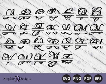 Split Monogram Alphabet Svg - Split Name Monogram Svg - Split Letter Font Svg - Name Initial Svg - Cut File For Cricut - Instant Download