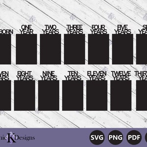 Pasgeboren tot dertien jaar foto display Svg - Kid Verjaardag Banner Svg - Party Photo Display Svg - Cut File voor Cricut - Instant Download