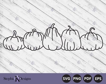 Pumpkins Svg - Row Of Pumpkins Svg - Thanksgiving Svg - Hand Drawn - Hello Fall Svg - Harvest Svg - Cut File For Cricut - Instant Download