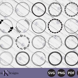 Circle Frame Svg - Circle Wreath Svg - Round Frame Designs - Circle Frame Cut Files - Round Monogram Border - Instant Download