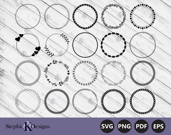 Circle Frame Svg - Circle Wreath Svg - Round Frame Designs - Circle Frame Cut Files - Round Monogram Border - Instant Download