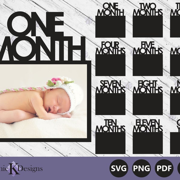 Monthly Baby Milestones Svg - Horizontal Photo Display Svg - Babys First Year - First Birthday Svg - Cut File For Cricut - Instant Download